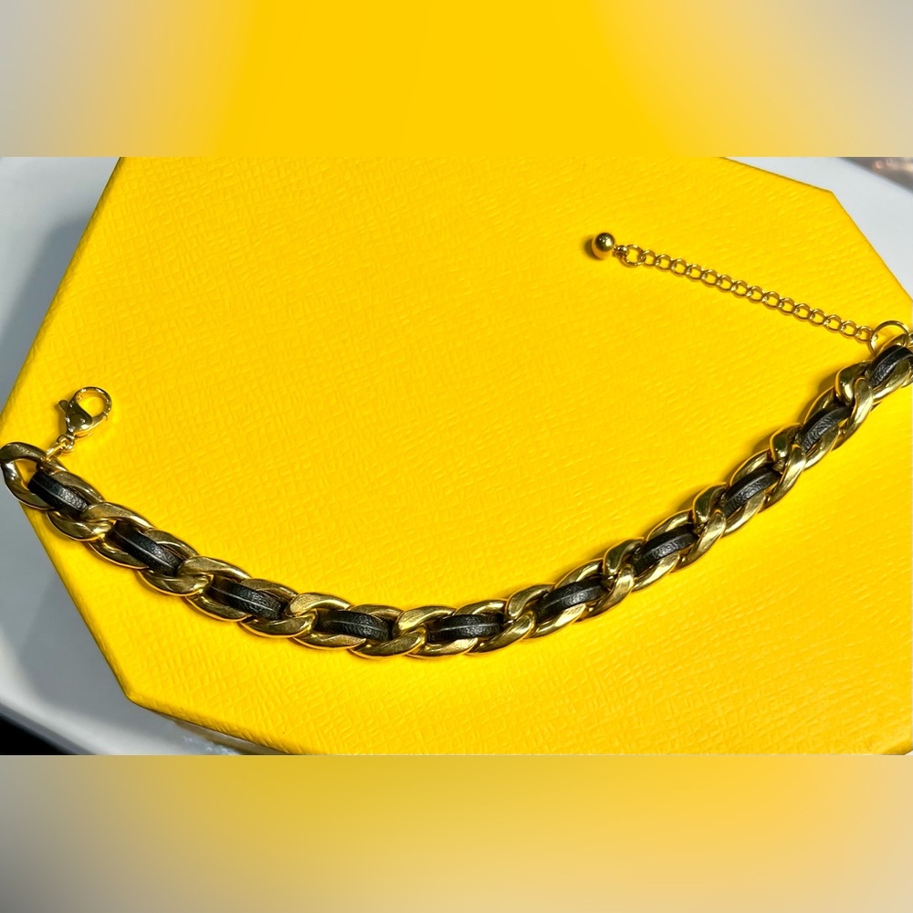 Gold and Black Chain Bracelet